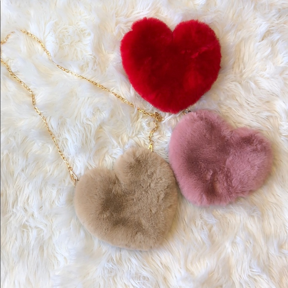 Furry Heart Crossbody Purse